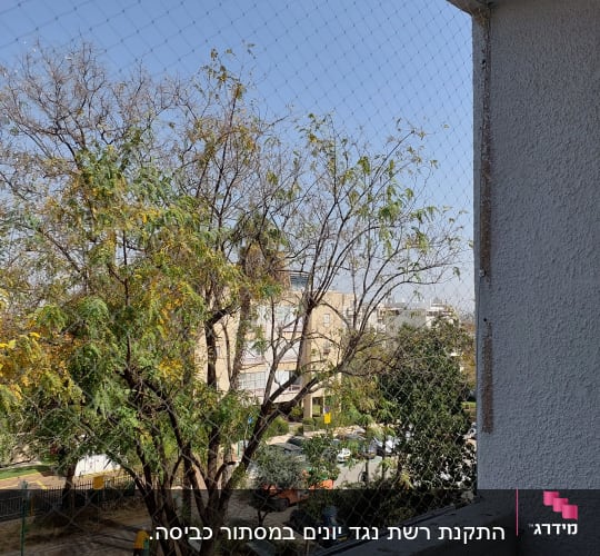 רשת הגנה על מרפסת למניעת כניסת יונים